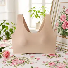 夏用極上の柔らかさバスト補正ブラ【シームレス・ノンパッド・タンクトップ風】