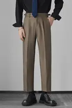パンツ 秋の新作 ストレート ゆったり イタリア・ナポリ スラックス カジュアルスーツパンツ ウール混紡