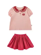 セットアップ 2点セット キッズ ガールズ 半袖Tシャツ キュロット 冷感コットン 通気性 抗菌 Aライン 着痩せ 夏