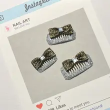 手作りマルチーズ用ヘアクリップ【シンプルな金銀色のリボンデザイン】