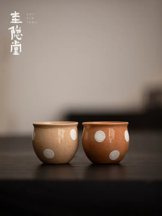 粉引波点粗陶茶杯【日式・高級感あるデザイン・個人用】