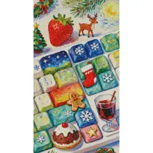 星河デザインのクリスマス刺繍アート【縦型・リビング・寝室用・油絵】