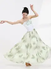 白色の印花付きダンストップス【女性用・中国風・キャミソールデザイン・練習用】