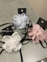 オーガンザ製 バラの花髪飾り【リボン付き・ヘアバンド・華やか】