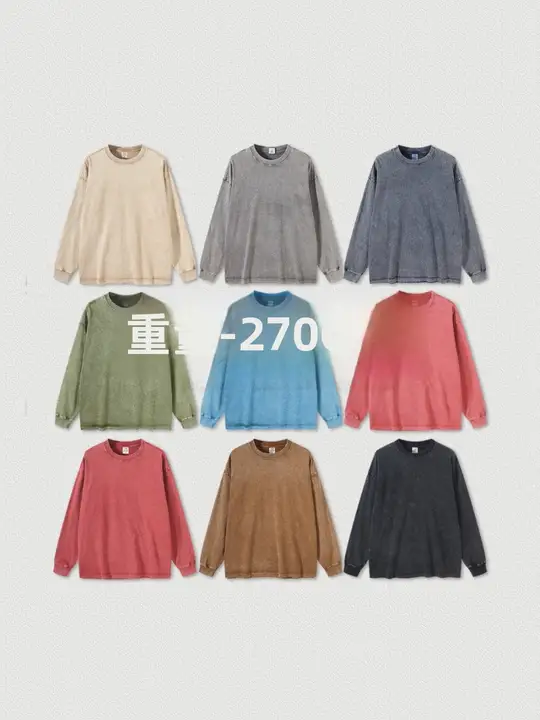 ユニセックス アメリカンビンテージ風 ウォッシュ加工 270g 長袖Tシャツ【オーバーサイズ・フィット】