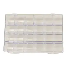 透明PS製 ネイルアクセサリー収納ボックス【24仕切り・蓋付き・小物整理用】