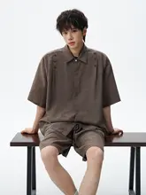 半袖シャツ ショートパンツ 2点セット ユニセックス 接触冷感 デザイン性 ゆったり カジュアル 着回し 夏