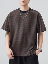 半袖Tシャツ メンズ ボーダー ヴィンテージ オーバーサイズ 通気性 シンプル カジュアル 着回し 夏 「HAOZHI」