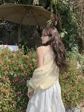 柔らかい薄手ニットカーディガンとノースリーブキャミソールの二点セット（セットアップ対応）