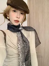 トレンディなストライプのカラーブロックロングスカーフ【レトロ・エレガントなデザイン・首 周りアクセサリー】