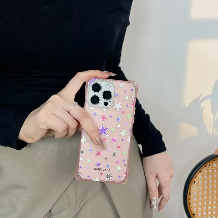 スマホケース レディース チェーンストラップ付き 斜め掛け 手提げ 四隅穴あき ガーリー iPhone対応