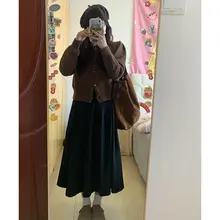 深青色 薄手サーキュラー スカート【春秋用・ミディ丈・幅広サイズ対応】
