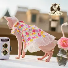 無毛猫用 コットンレースワンピース【ペットウェア・可愛いデザイン】（セットアップ対応）
