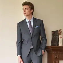 スリムフィットビジネススーツジャケット【グレー・上質・結婚式用】（セットアップ対応）
