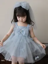 ヘアクリップ キッズ ガールズ ティアラ チュール ラメ ブルー バースデー 夏