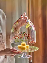デザイナーズアートガラスドーム ケーキプレート【高級感のあるトレイ】