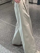 高腰デザイン！シンプルな青白色のワイドレッグパンツ【カジュアルスタイル・ストレート・垂感】（セットアップ対応）