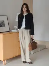 王妃家 カーキ色 ストレートパンツ【ハイウエスト・ゆったり・シンプルデザイン】