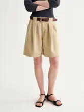 復古風 ハイウエストAラインショートパンツ【フィット・折り返し可】（セットアップ対応）