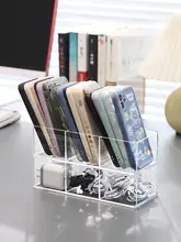 充電ケーブル整理ボックス【透明・デスク用・分格デザイン・収納お助けアイテム】