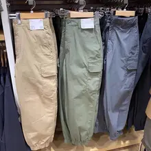 東吉U家 メンズ春夏用 プレーンカラーコットン製 ゆったりフィット 薄手ジョガーパンツ