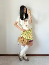 レトロなシルエット！ぶどう柄サイドスリットスカート【女性用・夏のリゾートスタイル・ストレートデザイン】