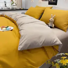 シンプル無地デザインの水洗いコットン掛け布団カバー【ダブルウェイ・大サイズ・寝具用】（セットアップ対応）