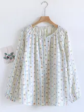 純綿ダブルガーゼパジャマ【女性用・丸首・長袖・春秋夏用・薄手】