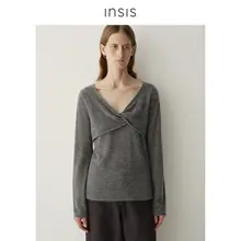 ニットトップス レディース 長袖 オーストラリア産メリノウール 蝶結び ねじりデザイン 秋冬「INSIS FEMME」