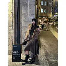 翻訳カラーのレオパード柄 エコファーファッションジャケット【秋冬用・短丈・カジュアル】