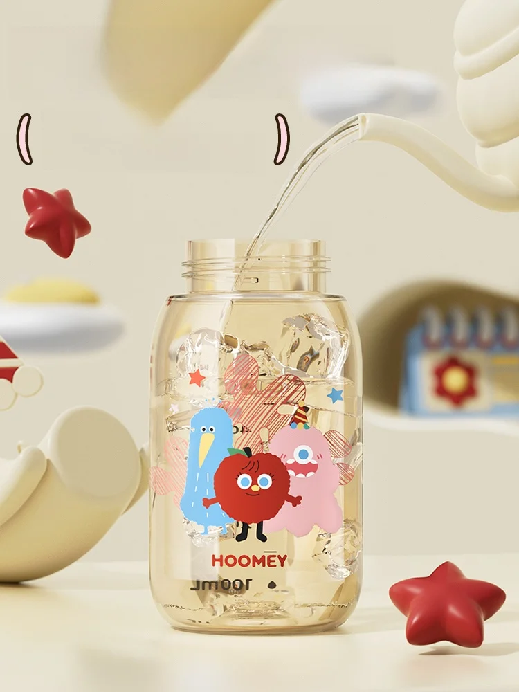 ストロー付き子供用水筒 HOOMEY/虎米 600ml PPSU製：通学・幼稚園向けの洗いやすく安全なデザイン