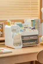 大容量引き出し式斜め挿しペンホルダー【オフィス・学生用デスク・マーカー収納】