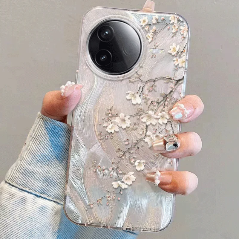 紅米K80用 シリコン製スマホケース【防衝撃・フラワーデザイン・薄型】