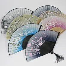 孔府風花鳥デザインの折りたたみ扇子【子供用・竹製・布面】
