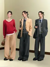 レディース ワイドレッグスーツパンツ【フィット・カジュアル・フルレングス】