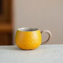 大吉大利 柑橘デザイン 陶製ティーカップ【家庭用・功夫茶具】