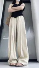高身長向けのロングアイスシルクワイドパンツ【高腰・ドレープ感・夏用・UVカット】（セットアッ  プ対応）