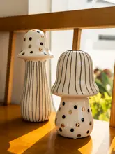 スチール製 マッシュルームデザインの陶器置物【子供部屋・シンプルモダン・インテリア装飾】