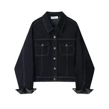 XinmonLee レディース デニムショートジャケット【クラシックデザイン・秋用・前開き・スリムフィット】