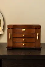 高級な木製ジュエリーボックス【収納用・金属パーツ付き・ヴィンテージスタイル】