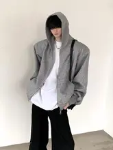 個性的なデザイン！メンズフード付きパンクスタイルジップアップジャケット【重厚感のある素材・春用】