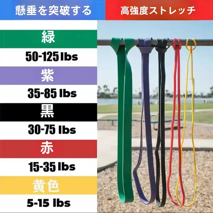 懸垂補助バンド【エクササイズ・ストレッチ・長尺・多機能・トレーニング用】