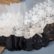 高品質刺繍レースのネット花飾り【前衣装用・ハンドメイド・ドレス裾】