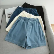 夏用 デニムショートパンツ【高腰・Aライン・ウエストゴム・ポケット付き】
