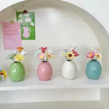 手作り陶器の花【クリームスタイル・インテリア用小花瓶・リビング・寝室・デスク用】