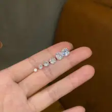 S999純銀のシンプルなピアス【キュービックジルコニア・小さめ・耳骨用】