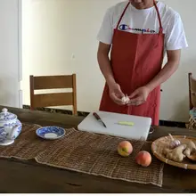 エプロン メンズ レディース ノースリーブ 無地 シンプル 綿麻 リネン 汚れにくい キッチン 家事