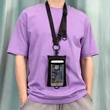 軽量ネックポーチ【男女兼用・ブラック・ナイロン製・携帯電話・パスポート用・ジッパー付き】