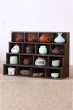 天然木製 テーブル用収納ボックス【茶道具・茶杯スタンド・棚付き】