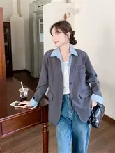 オシャレな配色の襟付きジャケット【春秋用・女性用・デザイン性の高いスタイル】（セットアップ対応）